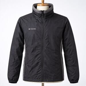 Columbia Black Gray Men’s Full Zip Hooded Windbreaker Jacket L